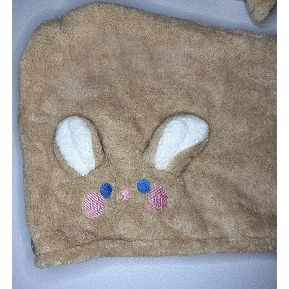 2 Pack Microfiber Hair Towel Wrap Bunny Button & Stretch Loop